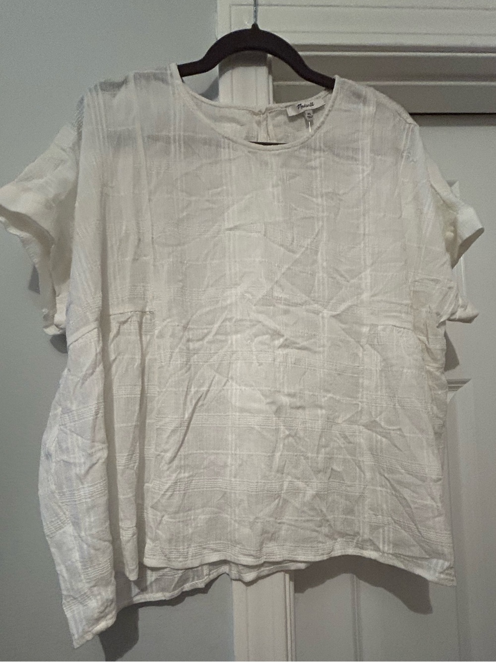 NWT Madewell Loose White Textured Short Sleeve Top